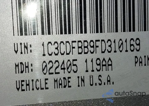 2015 Dodge Dart Sxt из США, поврежденный, VIN 1C3CDFBB9FD310169